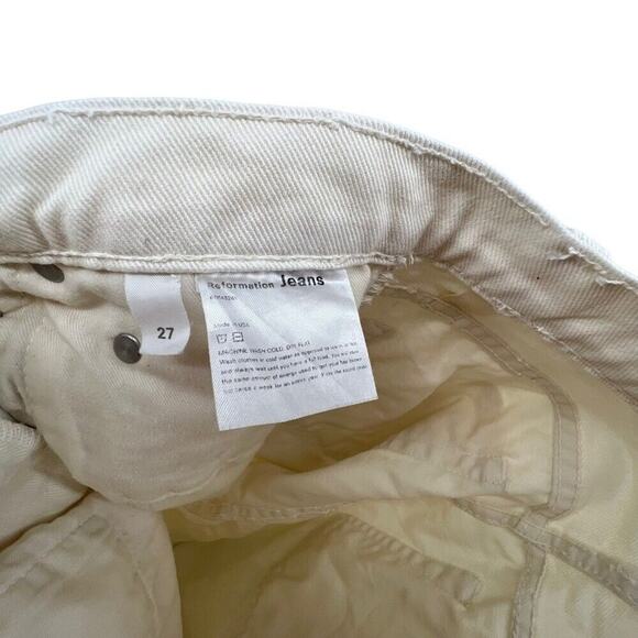 Reformation Jeans Size 27 Cream Julia High Cigarette Beige Distressed Straight - Picture 4 of 4